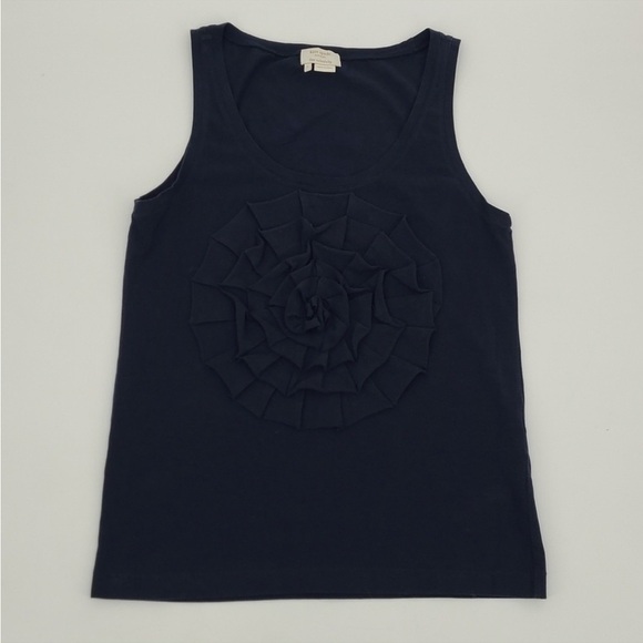 Kate Spade Black Rose Applique Cotton Knit Tank - Picture 1 of 9